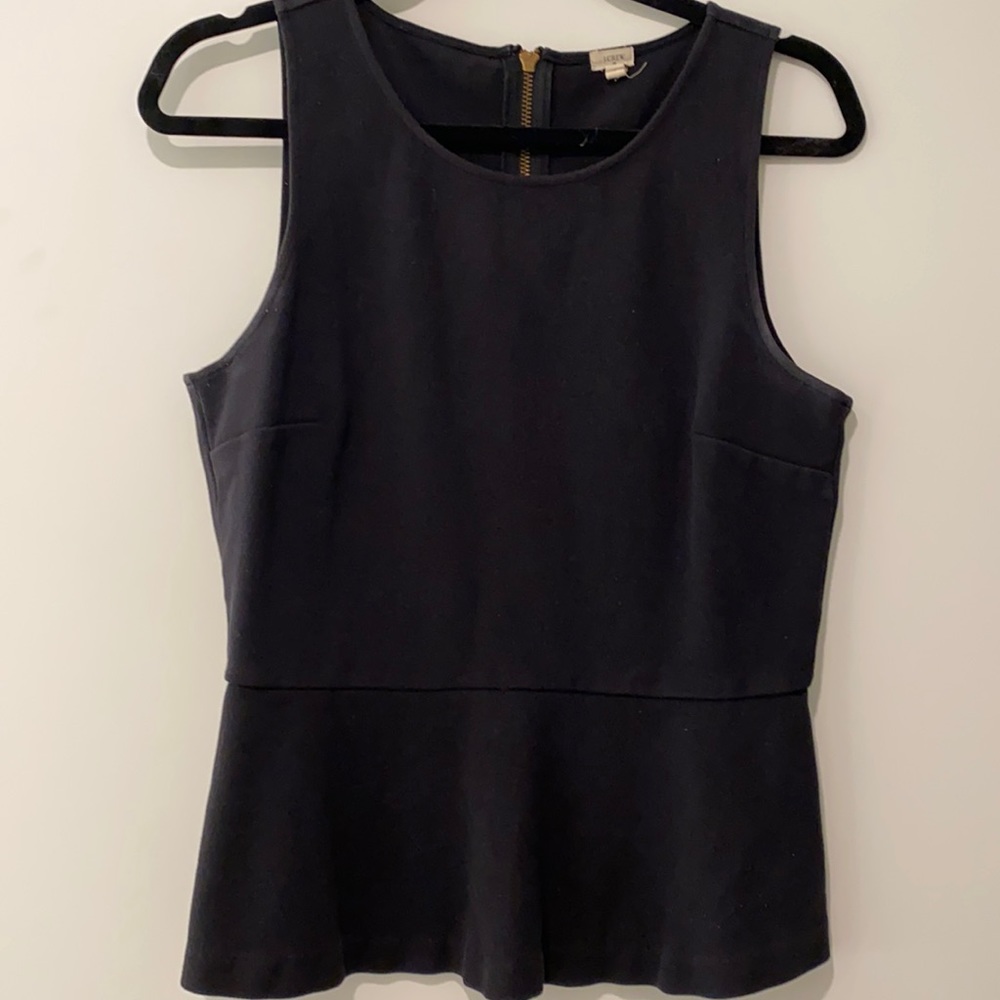 J Crew Black Peplum Top